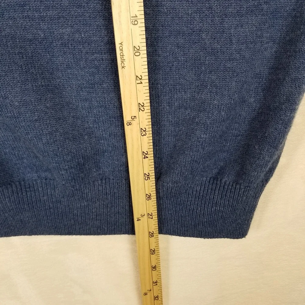 Banana Republic Men XL Blue Wool Blend Italian Yarn Quarter Zip Sweater Military